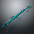 Teal Dragon Sculpture With Elongated Body Gold Accents And Detailed Head On Dark Background
