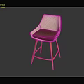 Modern Bar Stool With Light Beige Backrest Brown Cushion And Orange Metal Legs