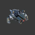 Futuristic Mechanical Robot With Red Glowing Engines And Metallic Armor Structure