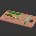 Fresh Whole and Halved Cucumber Sliced on Wooden Cutting Board with Knife