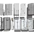 Various Modern Shower Head Designs With Glass Enclosures And Chrome Fixtures