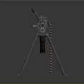 Tactical Military Machine Gun With Tripod Stand And Ammunition Belt Setup