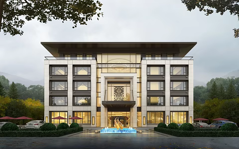 New Chinese Club Building Community Activity Center Club 3d model