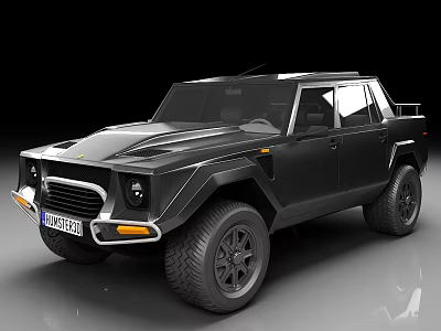 Black Classic SUV Exterior With Bold Wheels And Front Face Design 3d model