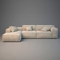 Beige L Shaped Sectional Sofa With Plush Cushions Modern Upholstered Design 3d model