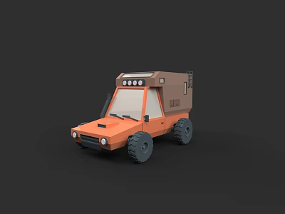 Orange Off Road Car With Roof Lights And Rear Storage Compartment Design 3d model
