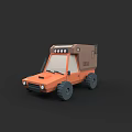 Orange Off Road Car With Roof Lights And Rear Storage Compartment Design