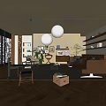 Middle Ancient Living Room Combination Sofa Coffee Table Carpet Single Sofa 3d model