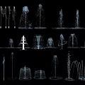 Modern Fountain Round Fountain Pool Square Fountain Water Column Water Drop 3d model