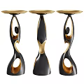 Modern Black And Gold Side Tables With Sculptural Curved Hollow Design