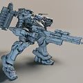 Futuristic Mech Robot Game Movie Character With Heavy Machine Gun And Detailed Armor