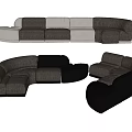 Modern Modular Sectional Sofa With Gray Black Upholstery And Curved Design 3d model