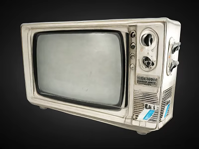 Vintage Retro Old Fashioned Television With Classic Knobs And Metal Casing 3d model
