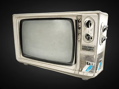 Vintage Retro Old Fashioned Television With Classic Knobs And Metal Casing 3d model
