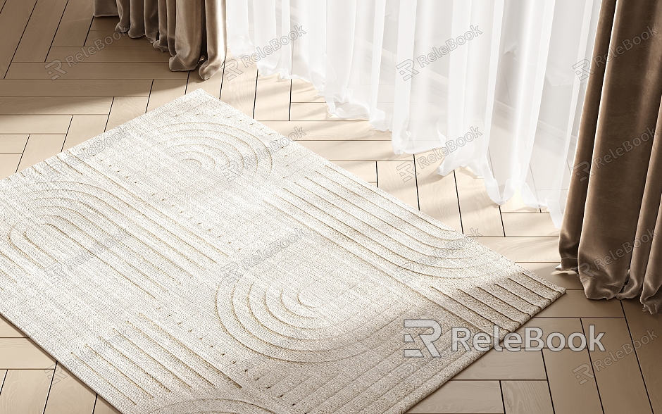 Modern Square Carpet Carpet Wood Floor Curtain Gauze Curtain model