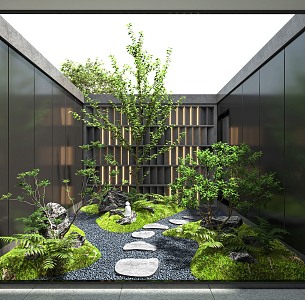 Modern Courtyard Patio Courtyard View 3d model