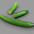Fresh Green Cucumbers Whole And Sliced Showing Crisp Interior On Gray Background