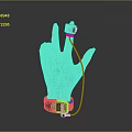 Transparent Glove Device With Black Sensor On Finger Black Red Wrist Strap And Connecting Cable