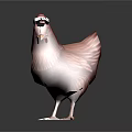 Realistic Standing Pink Hen Figure With Santa Hat And Red Comb