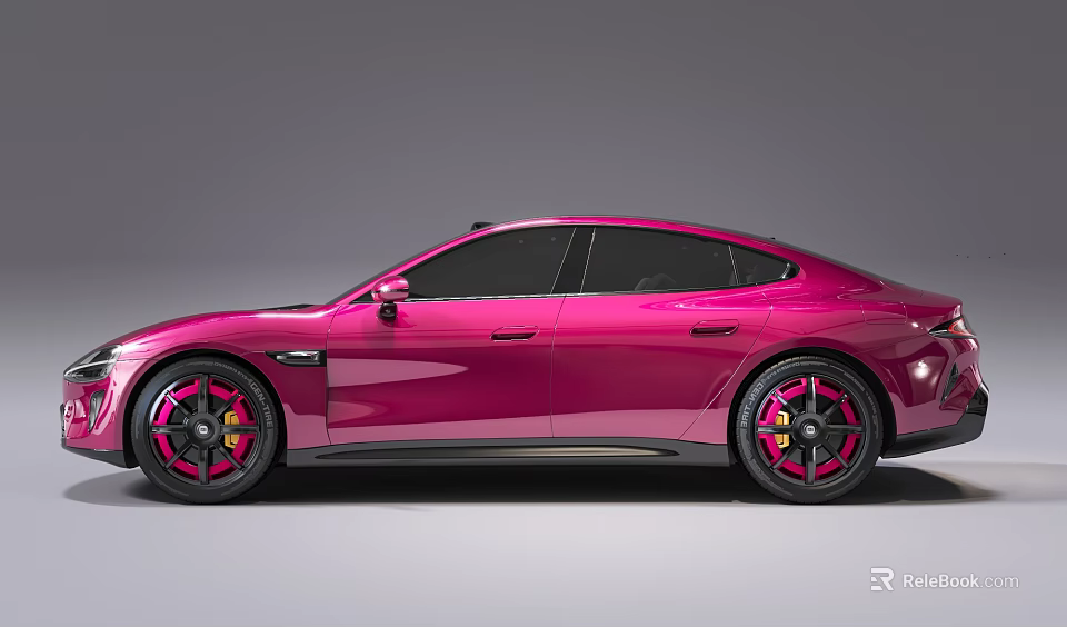 Pink Sports Car With Sleek Design Black Windows And Stylish Wheels 3d model 