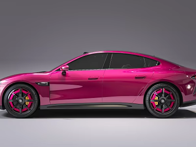 Pink Sports Car With Sleek Design Black Windows And Stylish Wheels 3d model