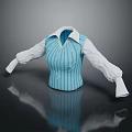 Stylish Blue Striped Vest With White Shirt Sleeves And Collared Neckline