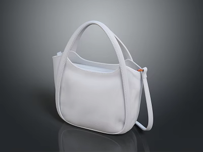 White Leather Handbag With Simple Design Hand Strap And Shoulder Strap For Modern Fashion 3d model
