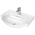 Modern Bathroom White Washbasin With Gold Silver Faucets On Stone Countertop