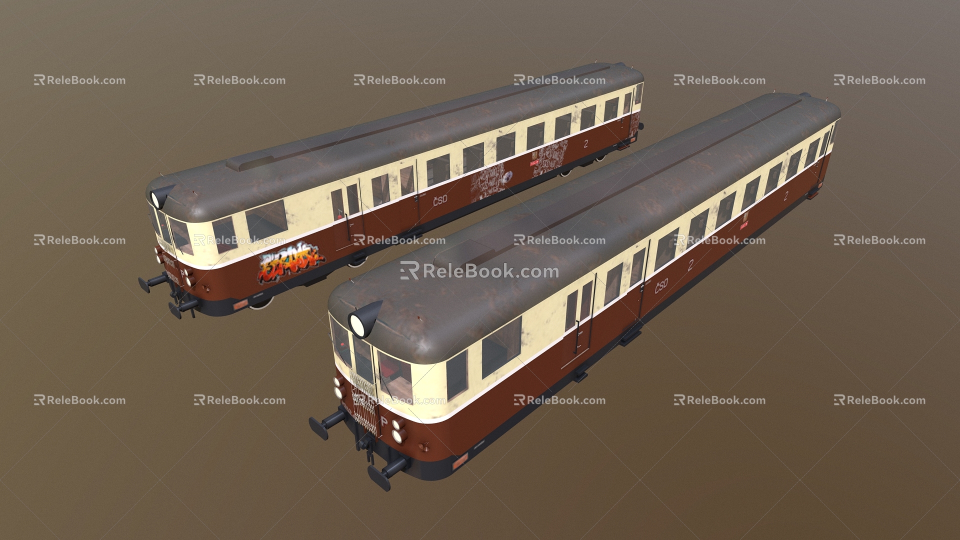 Cartoon Train Train Low Poly Train Subway Tram 3d model