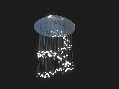 Stylish Modern Chandelier With Hanging Light Strands And Small White Decorative Bulbs 3d model