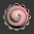 Delicious Cupcake With Pink Swirl Frosting White Paper Cup And Yellow Base