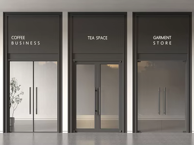 Modern Double Doors For Coffee Shop Tea Space And Garment Store Storefronts 3d model