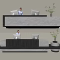 Modern Company Reception Area Bar Reception Desk 3d model