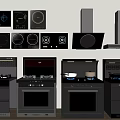Various Styles Of Kitchen Appliances Display With Range Hoods Stovetops And Ovens