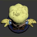 Playful Cartoon Chef Figurine Wearing Yellow Uniform Hat Gloves And Blue Base