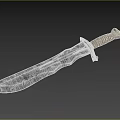 Ancient Forged Sword With Rough Blade Texture Leather Handle And Decorative Metal Guard