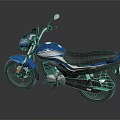 Blue Motorcycle With Black Seat And Sleek Shiny Modern Design