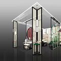 JINSANT Exhibition Booth With Modern Design Red Green Walls Circular Decor Display Counters And Lighting