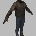 Brown Leather Jacket With Black T Shirt Blue Jeans Black Gloves Brown Boots And Glasses