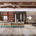 Chinese Style Tea Store with Display Shelves Tea Sets and Traditional Decor