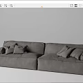 Modern Gray Fabric Multi Person Sofa With Plush Cushions And Comfortable Design 3d model