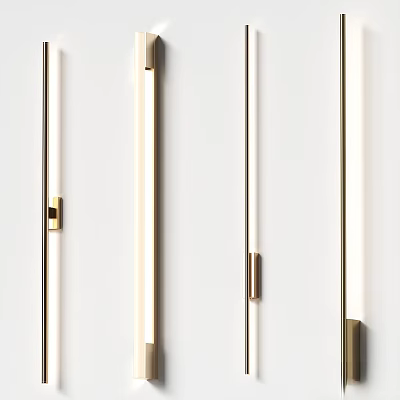Modern Minimalist Wall Lamps with Brass Accents and Soft Glow on White Background 3d model