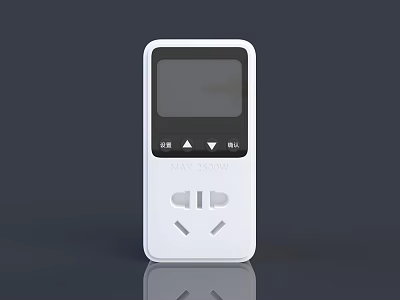 White Smart Socket With Digital Display Control Buttons And Power Outlet 3d model