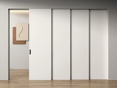 Modern White Sliding Doors With Clean Sleek Lines For Interior Design 3d model