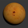 Ripe Orange Fruit With Smooth Surface And Red Spots On Gray Background