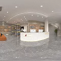 Elegant Modern Shopping Mall Store Interior With Display Shelves Counter And Seating Area