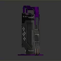 Purple And Gray Tech Device With Purple Stand Detailed Texture And Indicator Lights