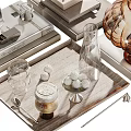Elegant Decorative Ornament Set With Glass Vase Twigs Candle Holders And Books