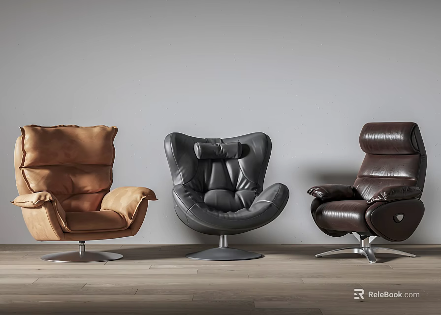 Stylish Modern Comfortable Leather Leisure Chairs With Various Designs And Colors 3d model 