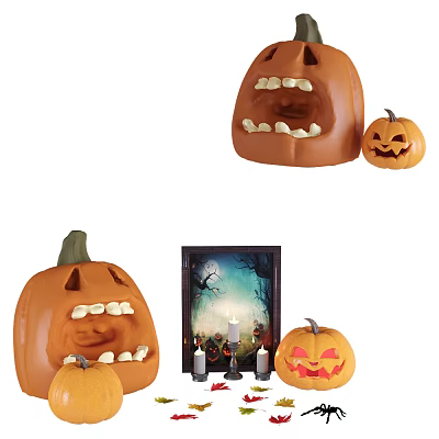 Modern Holiday Jewelry Halloween Pumpkin Combo 3d model